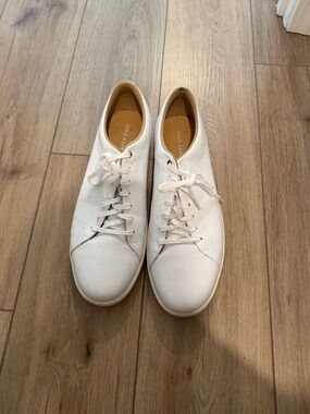 Cole Haan White Leather Low-Top Lace-Up Sneakers